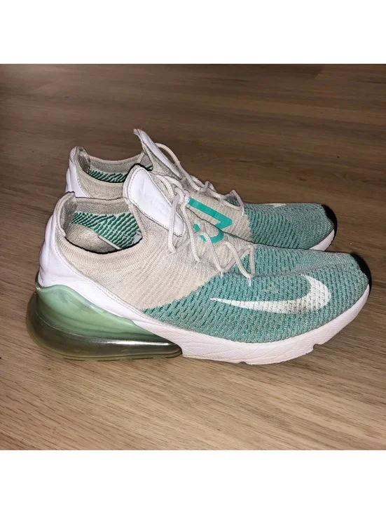 NIKE AIR MAX 270 FLYKNIT IGLOO TEAL GREEN WHITE RUNNING SHOES WOMENS SIZE 8.5