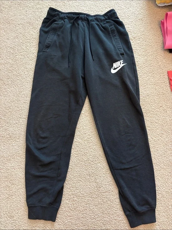 Nike Black Jogger Sweatpants with White Swoosh