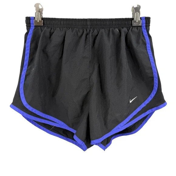 Nike Running Shorts Womens Small Black Blue‎ Dri-FIT Tempo Track Mesh Trim