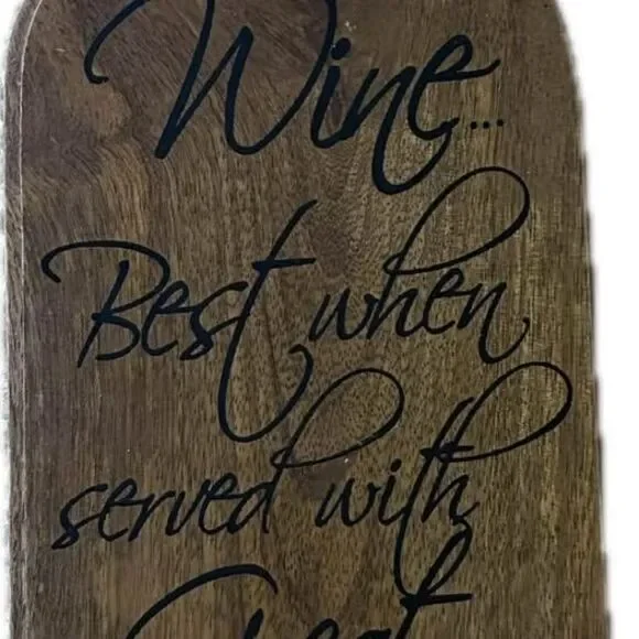 Wooden wine bottle cheese/charcuterie serving board