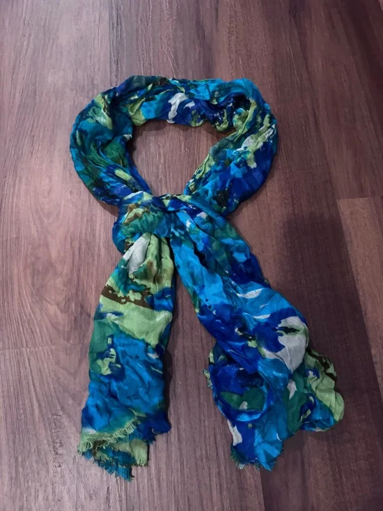 Blue & Green Watercolor Scarf