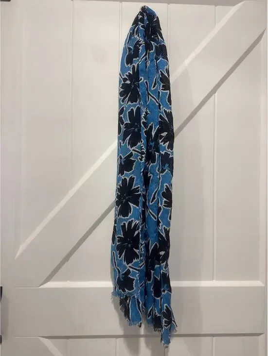 J.Crew Blue Floral Scarf Wrap