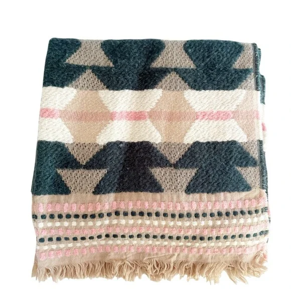 Madewell Textured Blanket Scarf Wool Blend Pastels Soft Upscale Boho Chic 78x27