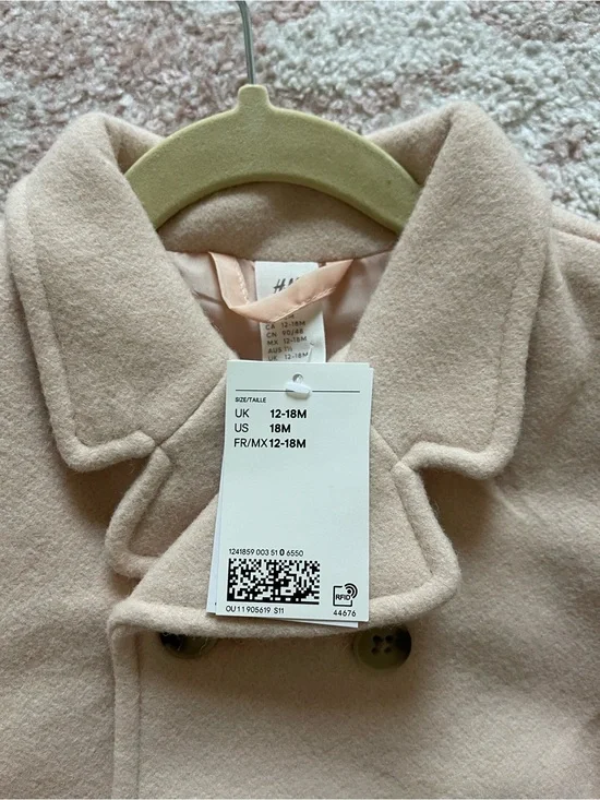 H&M Toddler Blush Pink Double-Breasted Peacoat