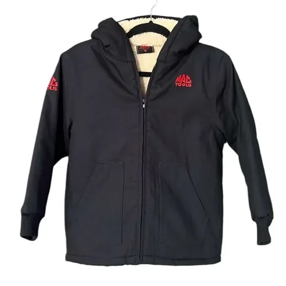 New Mac Tools Heavy Duty Zip Up Fleece Lined Kids Jacket Size 10/12 in Black