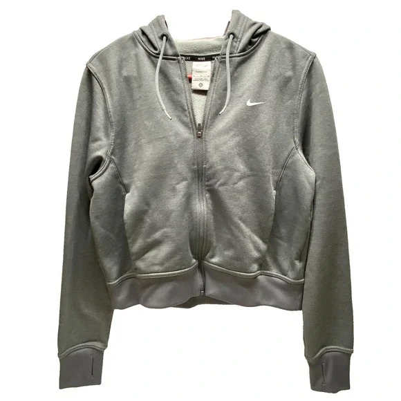Nike THERMA-FIT Full Zip Hooded Sweatshirt  Women's Med. Grey Activewear Top EUC