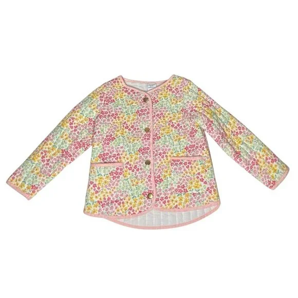 Cupcakes and Cashmere Quilted Jacket Toddler Girls 4T Pink Floral Snap Up