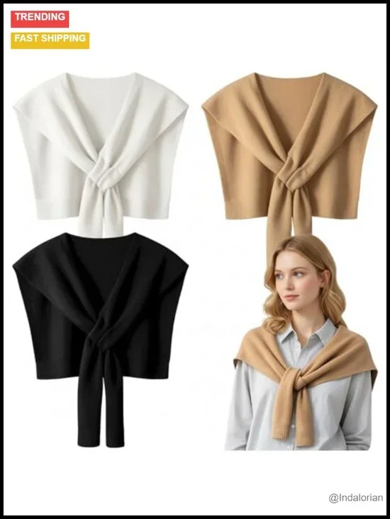 3 Piece Knit Shawl Wraps Set | Soft Shoulder Cape | Layering Essential