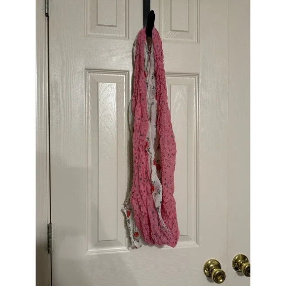 American Eagle Outfitters Pink‎ Floral Cotton Gauze Infinity Scarf Raw Fringe