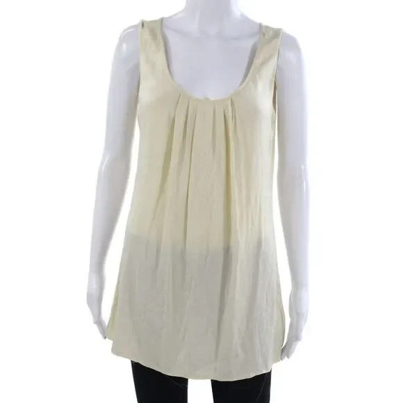 Tory Burch Women Tunic Tank Sleeveless Round Neck Silk Spandex Beige Size 6