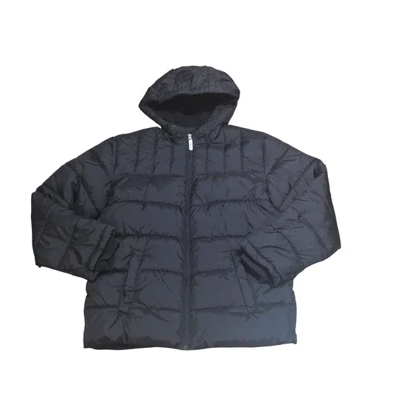 Wonder Nation Boys  XL 14-16 Puffer Jacket Rich Black Hooded Fleece Lined