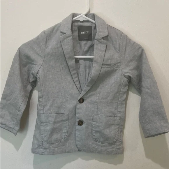 NEXT Toddler Boys Light Gray Blazer Linen Blend Blazer Size 4-5