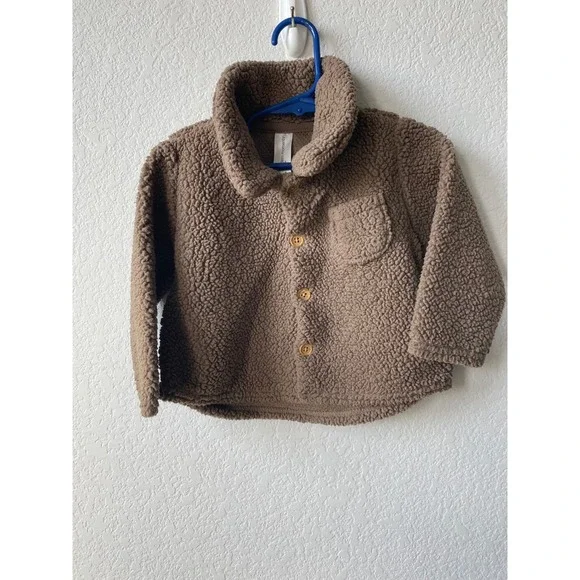 Modern Moments Gerber Baby Sherpa Teddy Button Jacket Size 12M Tan