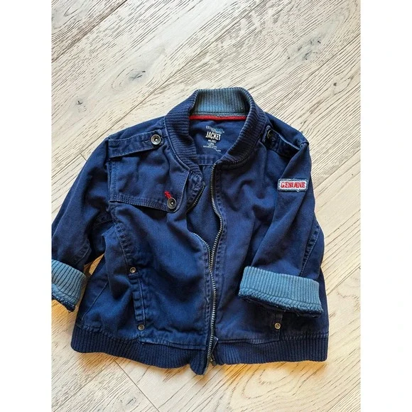 Genuine Kids from OshKosh Navy Blue Cotton Bomber Jacket Boys 18M Utility Zip Up