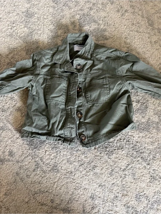 Old Navy Kids Olive Utility Button-Front Jacket
