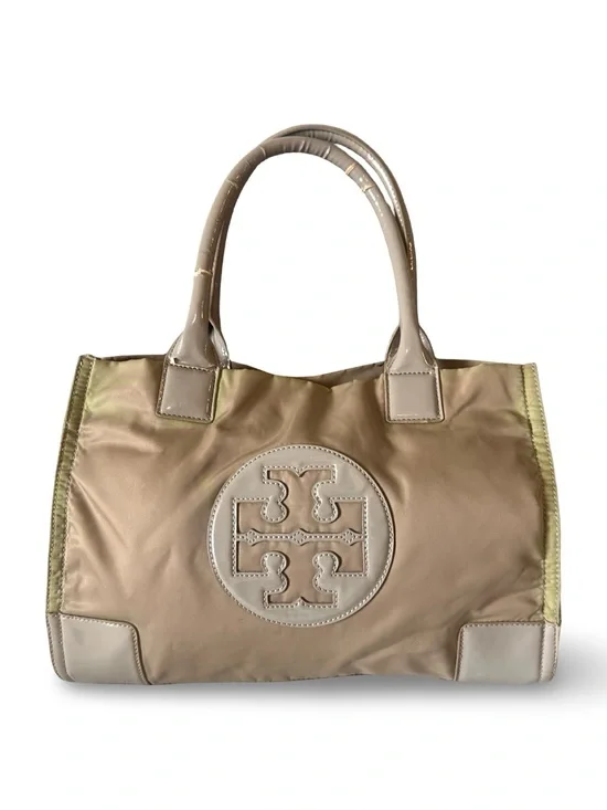 Tory Burch Ella Tote in a greige nylon material