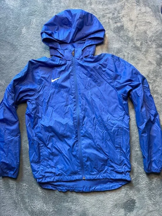 Nike Youth Blue Full-Zip Lightweight Detachable Hooded Windbreaker Rain Jacket