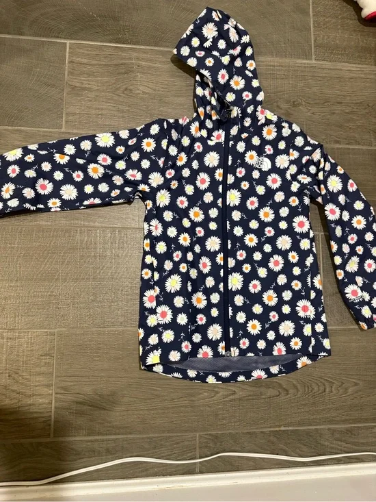 The North Face Girls' Navy Daisy Print Hooded Rain Jacket