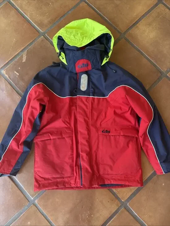 Gill Cruise Jacket Junior M 143-149cm Red Navy Waterproof Sailing Rain Jacket