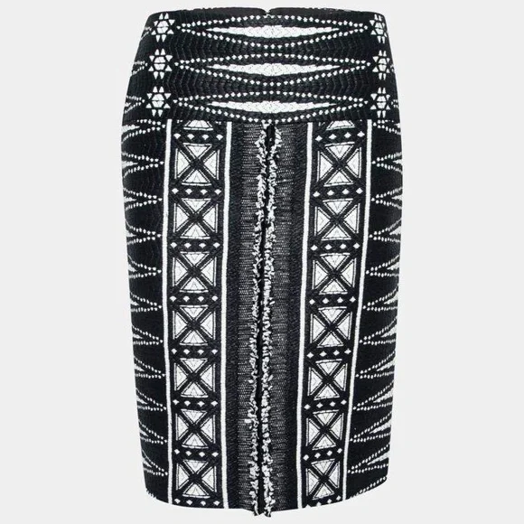 {Tory Burch} Black and White Embroidered Pencil Skirt