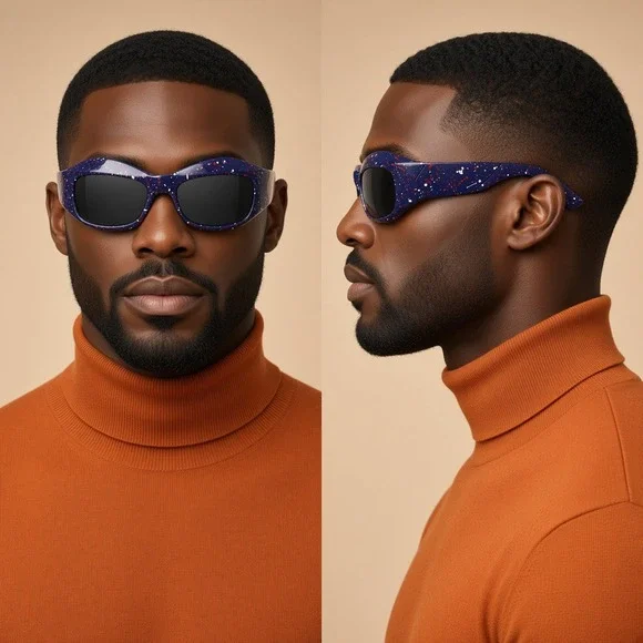 Men Fashion Novelty Sunglasses White Speckled Hip Hop Cholo  Festival Luxury New