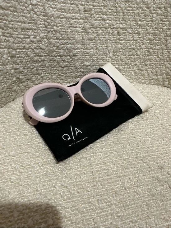 Quay Australia Baby Pink Oval Sunglasses