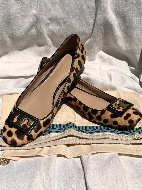 Tory Burch Gigi Leopard Print Calf Hair Block Heel Pumps