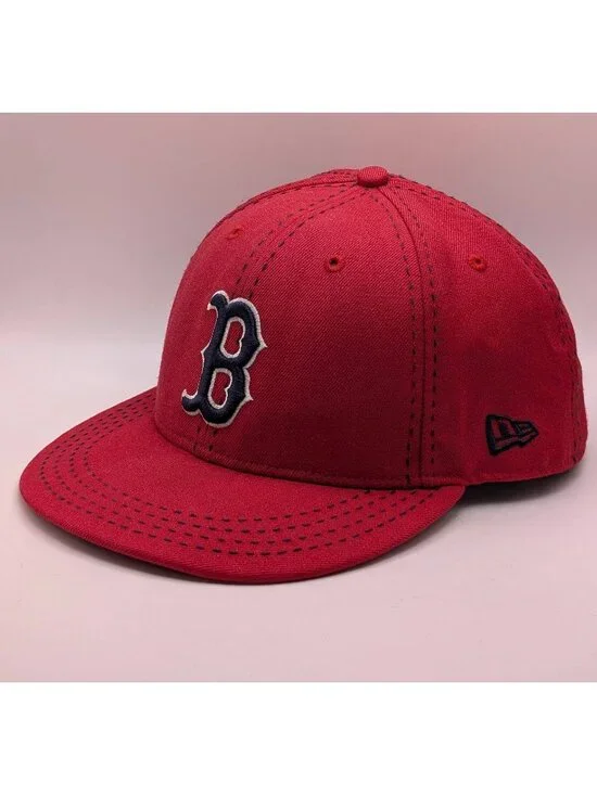 Boston Red Sox New Era MLB Baseball 59FIFTY Fitted Hat Size 7 3/4 Thick Stitch