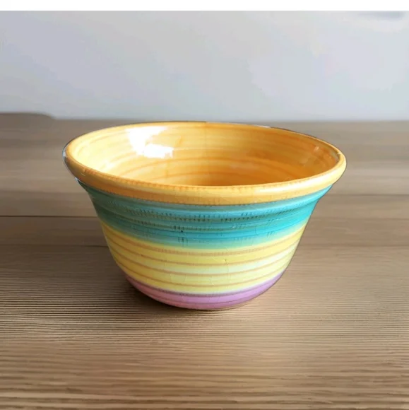 Ceramiche Egizia Italy Bowl Hand-Painted Multicolor Banded Design Swirl 8