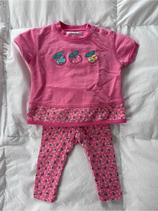 Vintage Gymboree 1998 Apple Blossoms 2-Piece Set Pink - Newborn / 3-6 Months