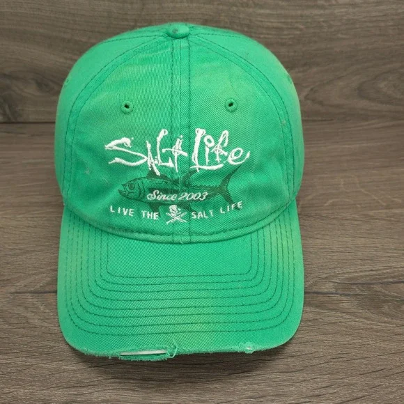 Salt Life Hat Cap Strap Back Green Mens Fishing Surfing Beach Outdoors Casual