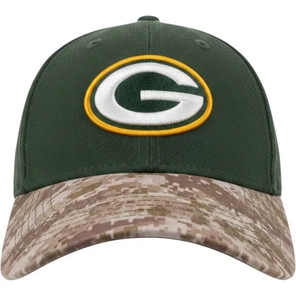 New Era NFL Green Bay Packers Green Camo Hat Adult Size S-M‎  Baseball Cap