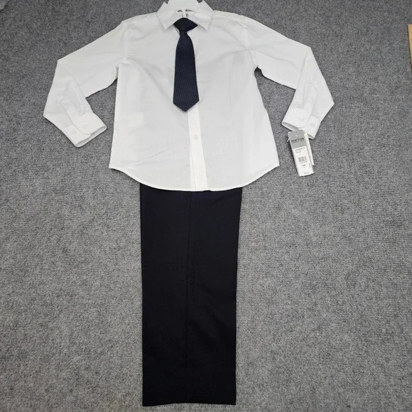 Kenneth Cole Reaction Dress Set Boys Size 6‎ Black / White Pants Shirt Tie NWOT
