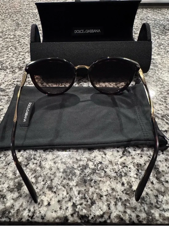 Dolce & Gabbana Black and Gold Round Sunglasses for Men