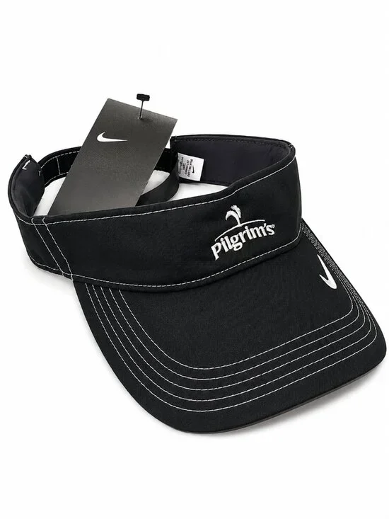 Nike Pilgrim's Black Adjustable Golf Visor Embroidered Swoosh Hat