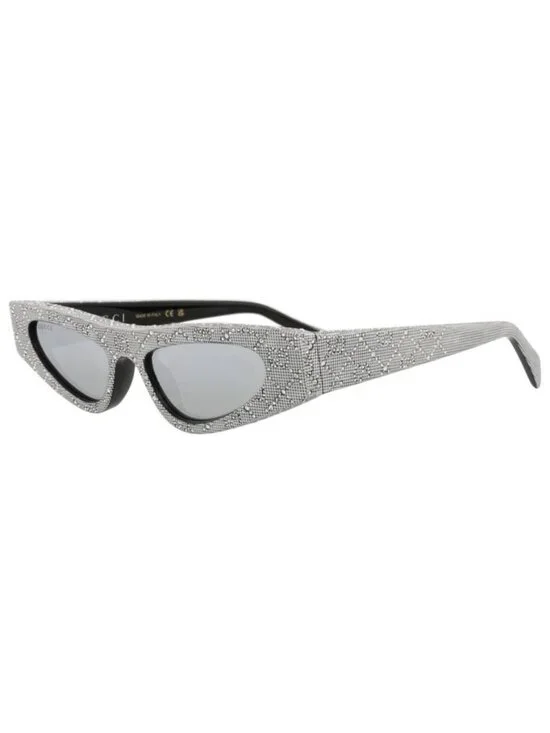New Gucci Womens Cat Eye Black Black Silver Fashion Designer Sunglasses