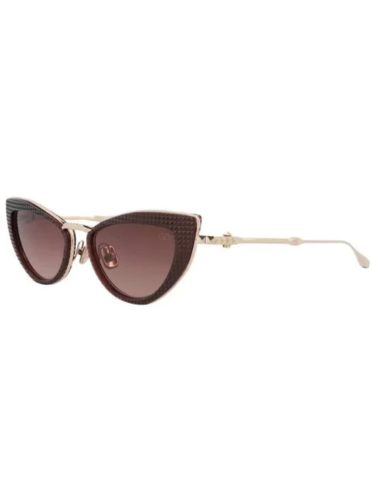 New Valentino Womens Cat Eye Bordeaux Gold Rose Fashion Designer Sunglasses