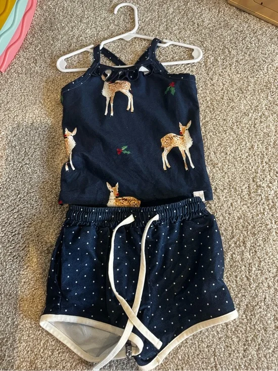 SweetHoney Navy Deer Print Matching Shorts Set