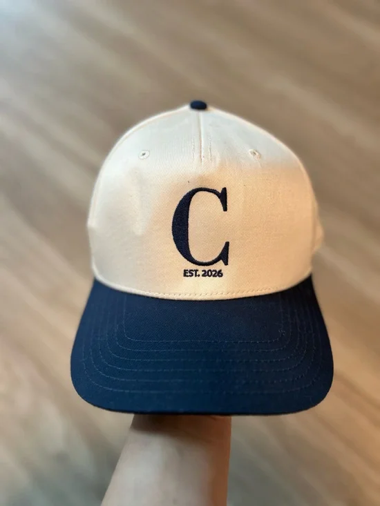 Kids Navy and Cream Embroidered Baseball Cap
