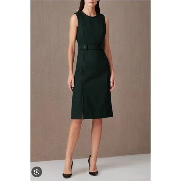 Tory Burch Green Sleeveless Belted Sheath Dress Women’s Size 6