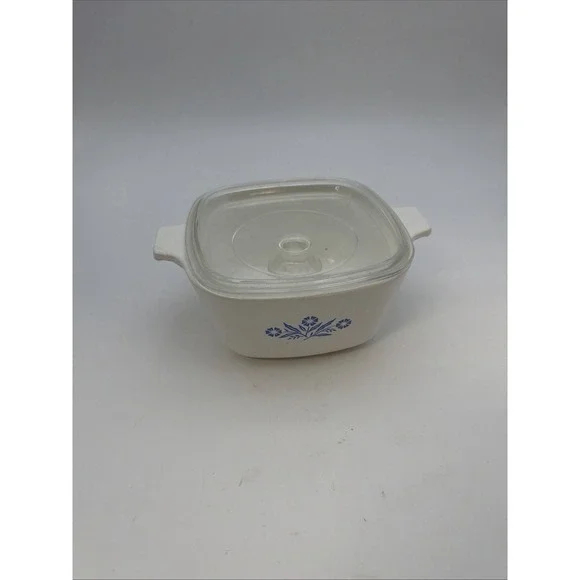 Vintage Corning Ware Blue Cornflower P-1 3/4-B Casserole With Pyrex A-7-C Lid