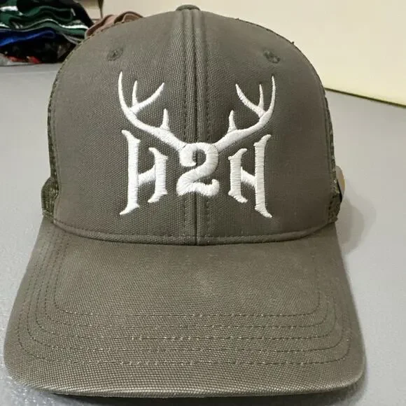 Carhartt Green Solid Trucker Hat Mesh Back Adjustable One Size Antler Logo