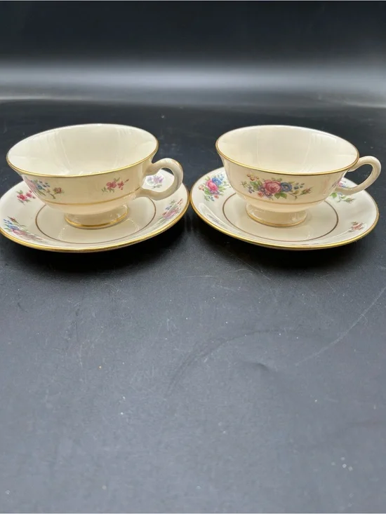 Lenox Rose Bone China teacup and saucer with Pink Rose Floral Motif