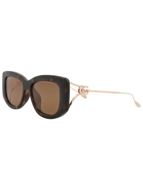 New Gucci Womens Square/Rectangle Havana Gold Brown Fashion Designer Sunglasses