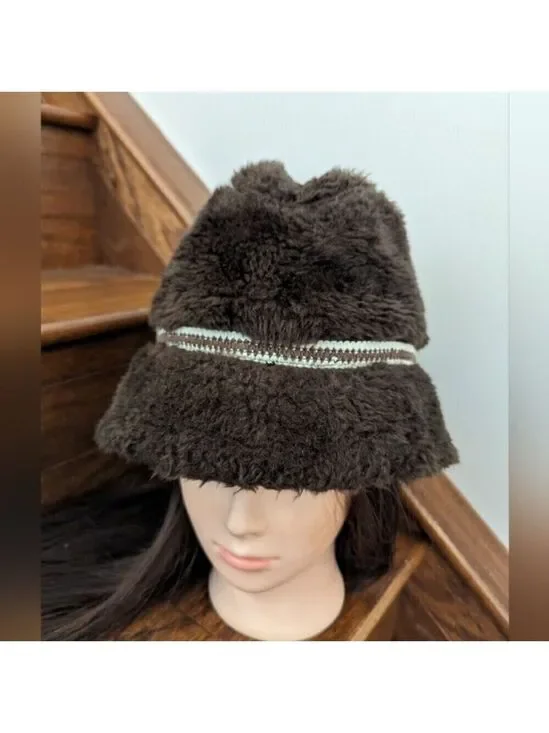 Vintage 1960s Men's Brown Faux Fur Russian Style Diplomat Hat