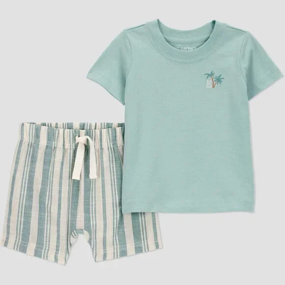 Carter's Baby Boys' 6M Striped Surf Top & Shorts Set
