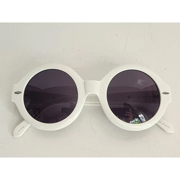 Karen Walker Xray Vision White Round Sunglasses Arrow Logo 709191 Womens Retro