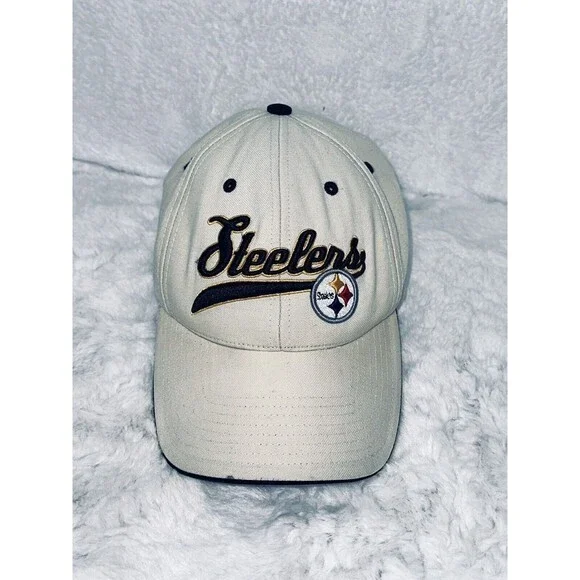 Pittsburgh Steelers Script NFL‎ Embroidered Strapback Cap Twins Enterprise Beige