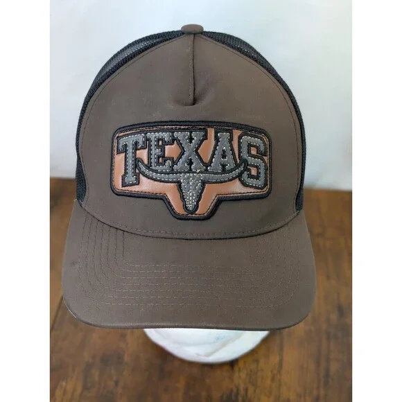 Black Eagle by Ace Cap Texas Longhorn Trucker Hat Snapback Brown Mesh Cap Vtg...