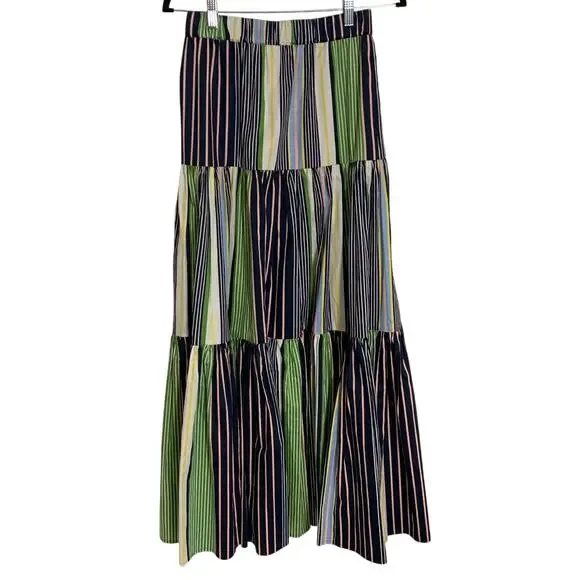 Tory Burch Field Day Stripe cotton Peasant skirt‎ Nwt size small $398